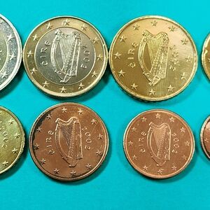 2002 Ireland Euro Coins Collection From 2 Euro To 1 Cent Euro. T061
